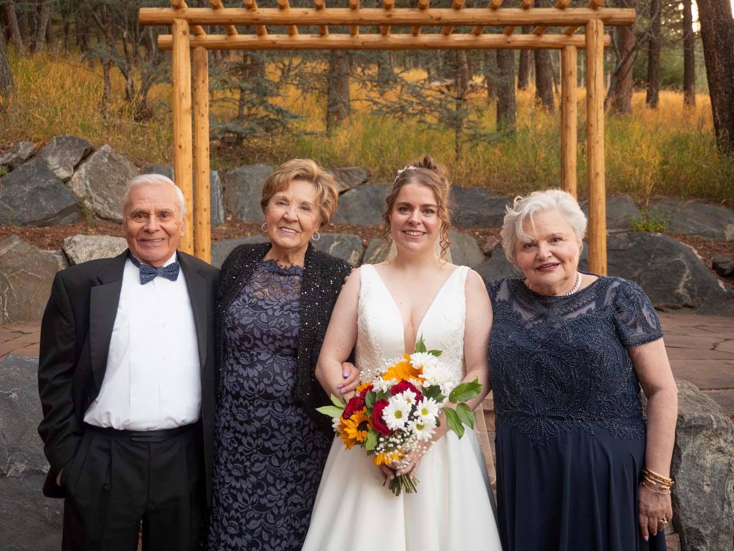 colorado family portrait with bride the pines wedgewood